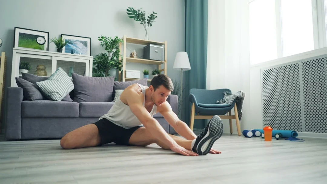 Demonstration of different push-up variations on a yoga mat