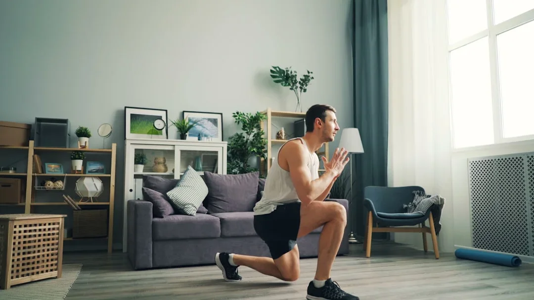 Person performing various squat and lunge exercises outdoors