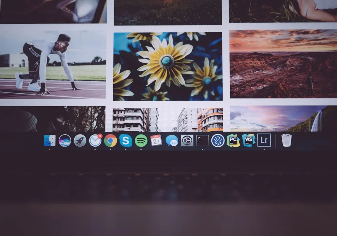 Cloud storage icons with photos syncing between devices